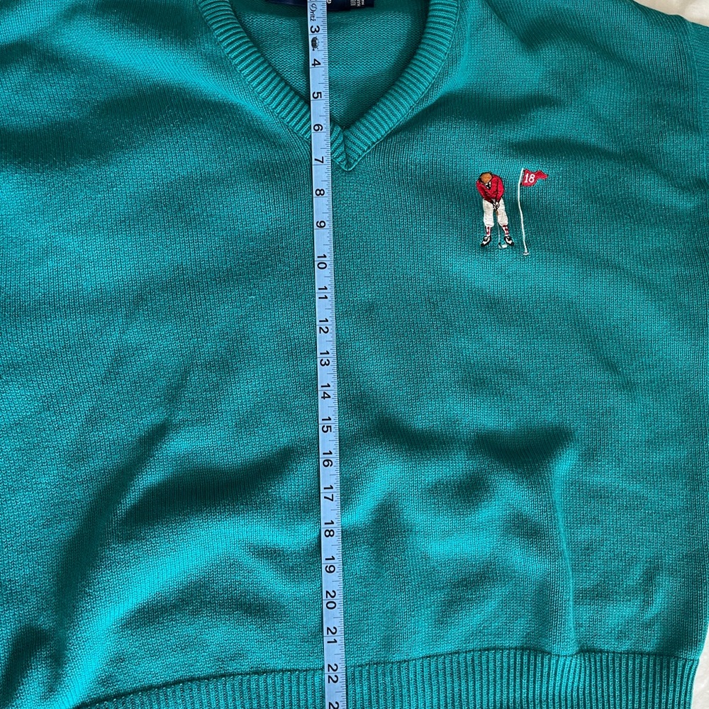 Scottish Isle Teal V-Neck Golf Sweater - Picture 4 of 7